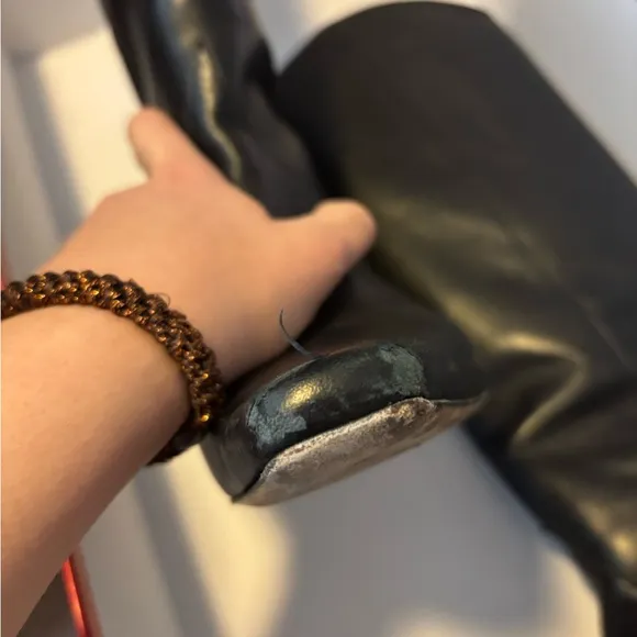 STAUD Wally Black Heeled Boots with Sleek Leather Finish 7.5