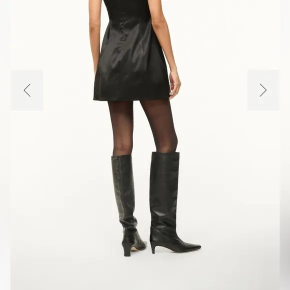 STAUD Wally Black Heeled Boots with Sleek Leather Finish 7.5