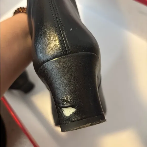 STAUD Wally Black Heeled Boots with Sleek Leather Finish 7.5