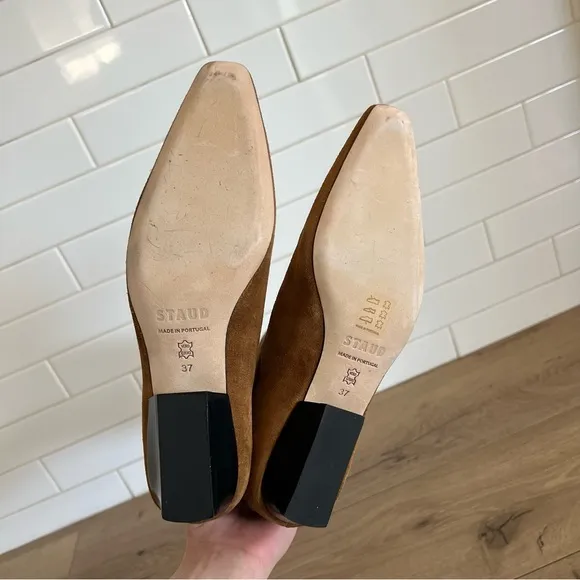 STAUD Wally Flat Boots Tan Suede 37