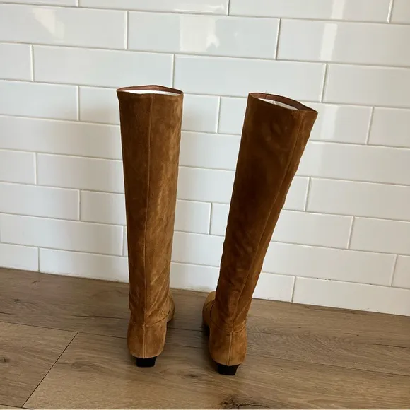 STAUD Wally Flat Boots Tan Suede 37