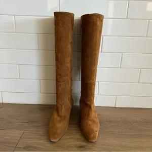 STAUD Wally Flat Boots Tan Suede 37
