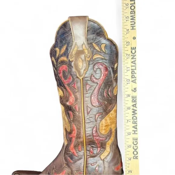 Sterling River Heeled Cowboy Boots Women's 6 B Square Toe Ornate Leather Chopout
