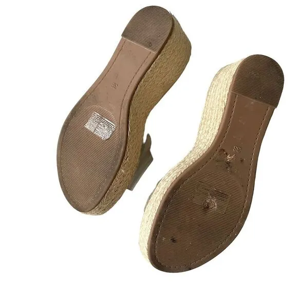 STEVE MADDEN Clear Strap Wedge Espadrilles Sandals Tan 38