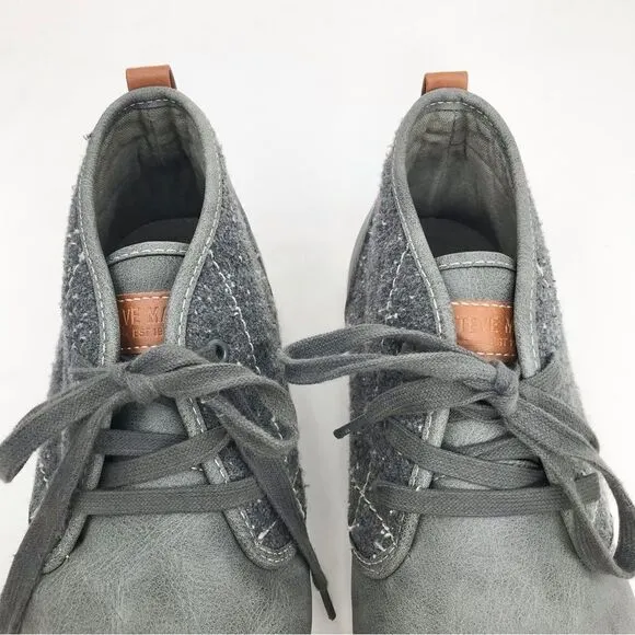 Steve Madden Fendale Gray Leather Mottled Wool Lace Up Ankle Sneaker Shoes