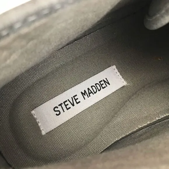 Steve Madden Fendale Gray Leather Mottled Wool Lace Up Ankle Sneaker Shoes