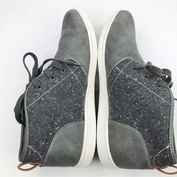 Steve Madden Fendale Gray Leather Mottled Wool Lace Up Ankle Sneaker Shoes