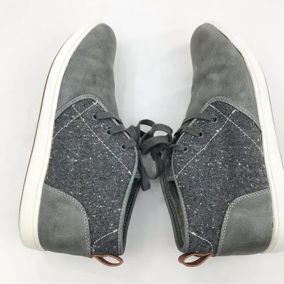 Steve Madden Fendale Gray Leather Mottled Wool Lace Up Ankle Sneaker Shoes