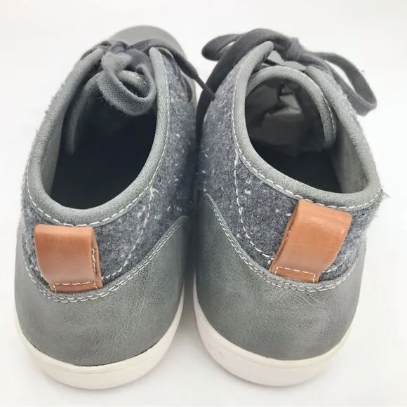 Steve Madden Fendale Gray Leather Mottled Wool Lace Up Ankle Sneaker Shoes