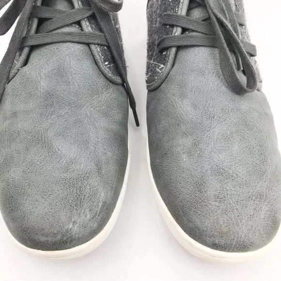 Steve Madden Fendale Gray Leather Mottled Wool Lace Up Ankle Sneaker Shoes