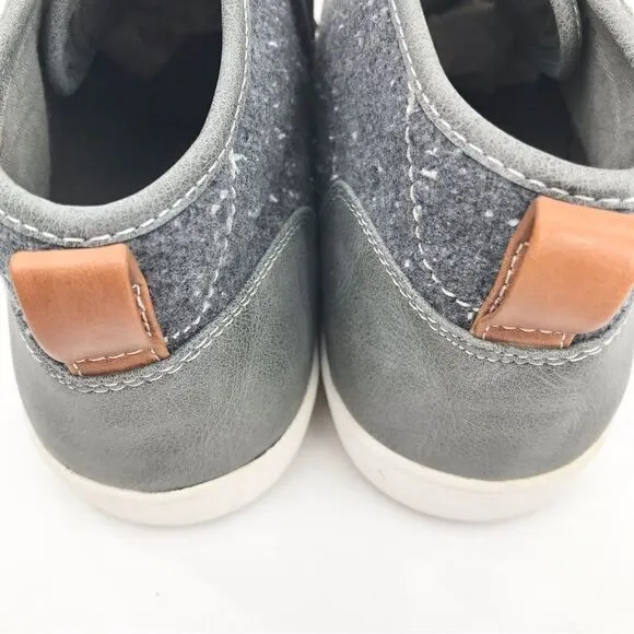Steve Madden Fendale Gray Leather Mottled Wool Lace Up Ankle Sneaker Shoes