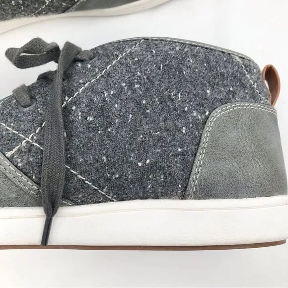 Steve Madden Fendale Gray Leather Mottled Wool Lace Up Ankle Sneaker Shoes