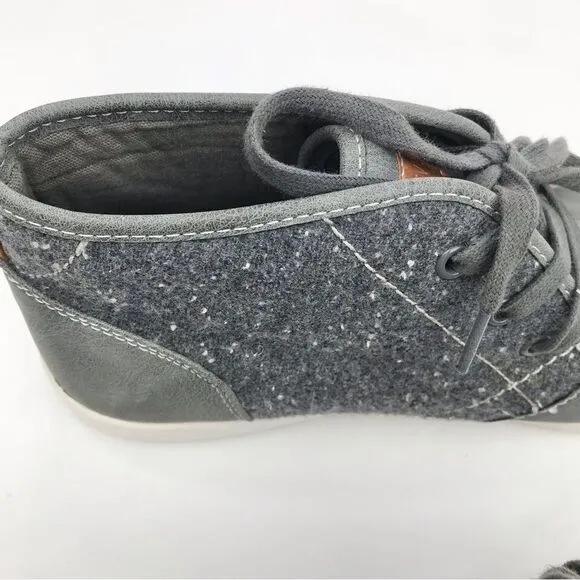Steve Madden Fendale Gray Leather Mottled Wool Lace Up Ankle Sneaker Shoes