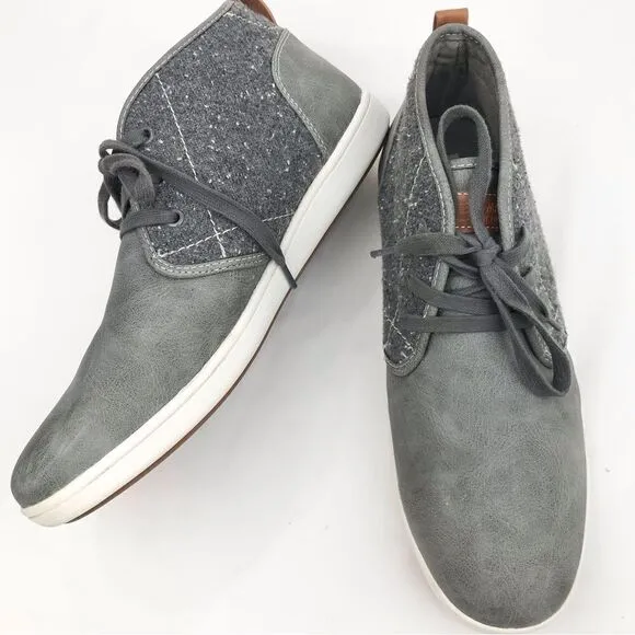 Steve Madden Fendale Gray Leather Mottled Wool Lace Up Ankle Sneaker Shoes