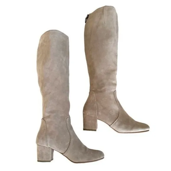 Steve Madden Haydun Block Heel Tall Boots, Taupe Suede Size 10 EUC