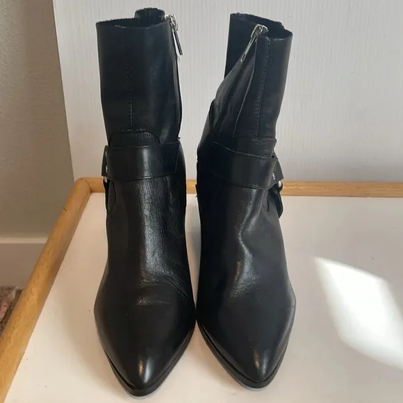 Steve Madden Jiffie Black Leather Moto Biker Boots Size 6.5