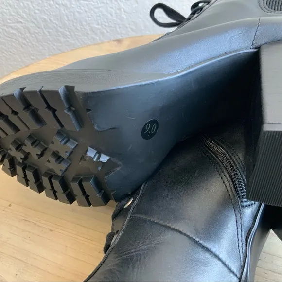 Steve Madden, Latch, Black, Leather Combat Boots, Sz 9