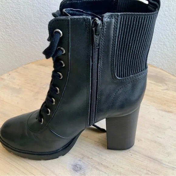 Steve Madden, Latch, Black, Leather Combat Boots, Sz 9