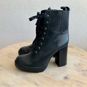 Steve Madden, Latch, Black, Leather Combat Boots, Sz 9