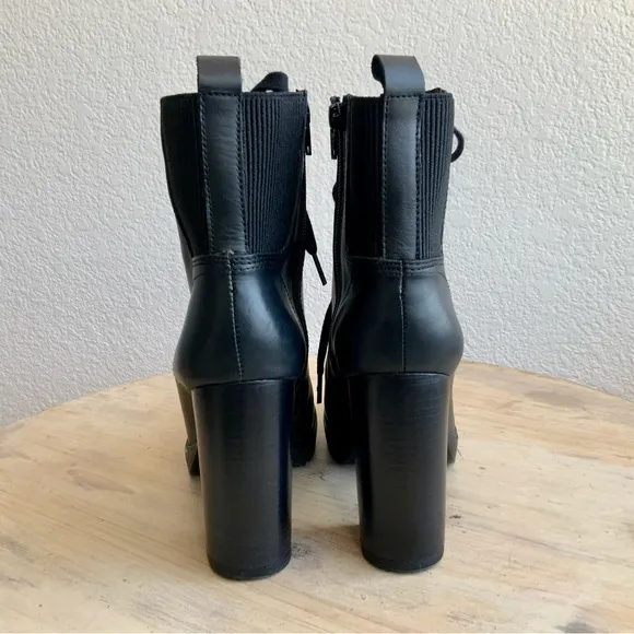 Steve Madden, Latch, Black, Leather Combat Boots, Sz 9