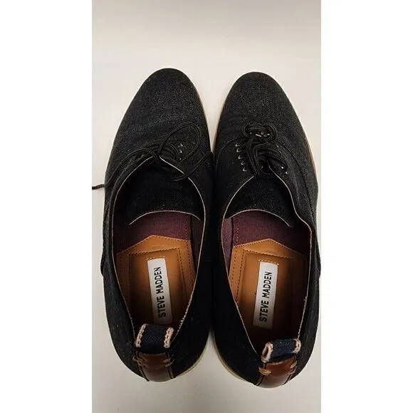 Steve Madden Mens Nevelle Derby Oxford Textured Lace-up Shoes Black Size 13