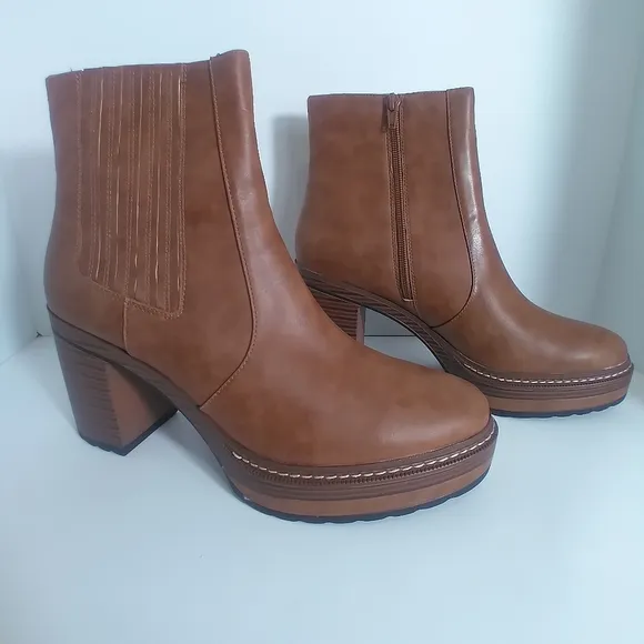 Steve Madden Sarcastic Brown Faux Leather Platform Ankle Boots Size-11