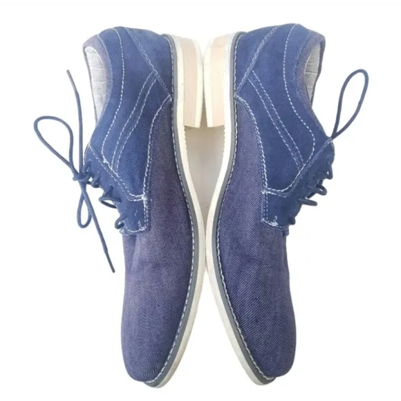 STEVE MADDEN Stoker Denim &amp; Suede Oxford Lace-up Shoes Size 7