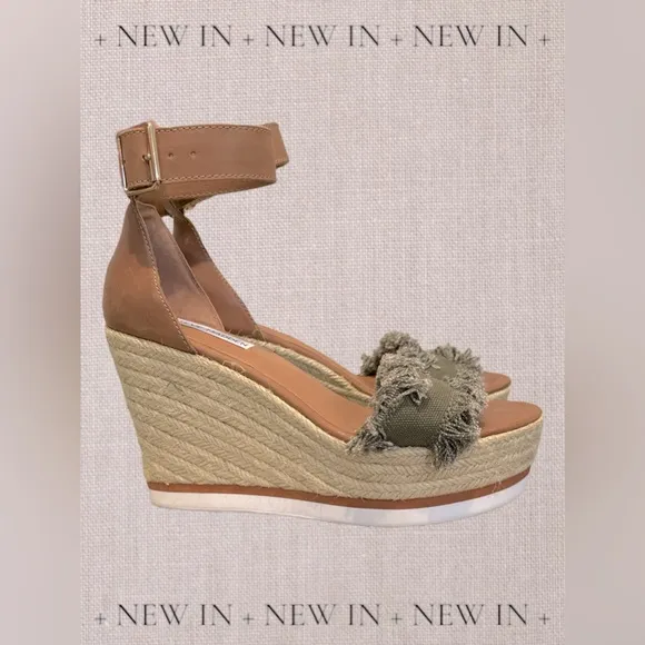 STEVE MADDEN valley girl espadrille wedges. NWOTGreen and Tan size 9‎ NWOT