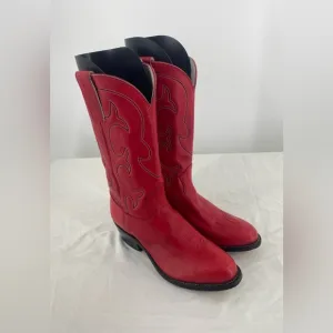 Stewart hand made leather boots, size 8B, Red 1977 vintage