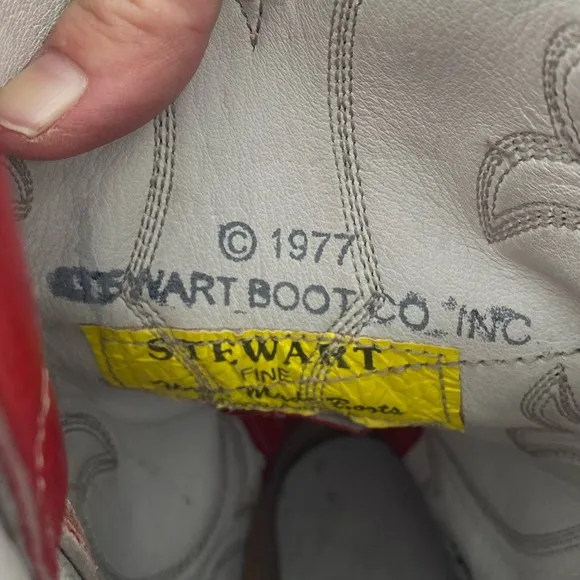 Stewart hand made leather boots, size 8B, Red 1977 vintage