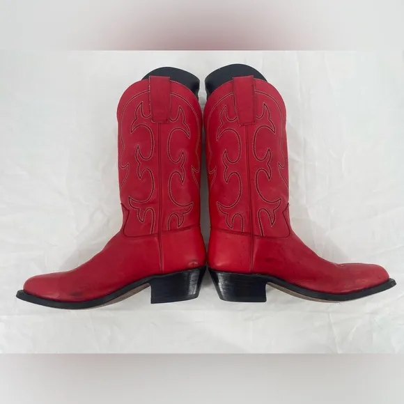 Stewart hand made leather boots, size 8B, Red 1977 vintage