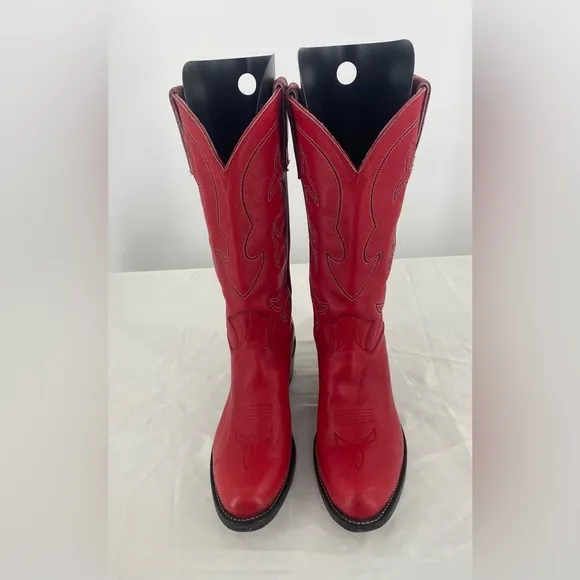 Stewart hand made leather boots, size 8B, Red 1977 vintage