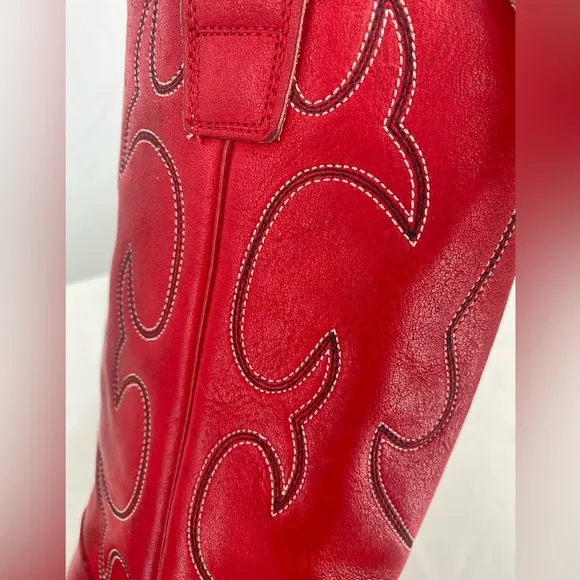 Stewart hand made leather boots, size 8B, Red 1977 vintage
