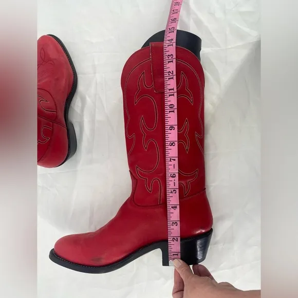 Stewart hand made leather boots, size 8B, Red 1977 vintage