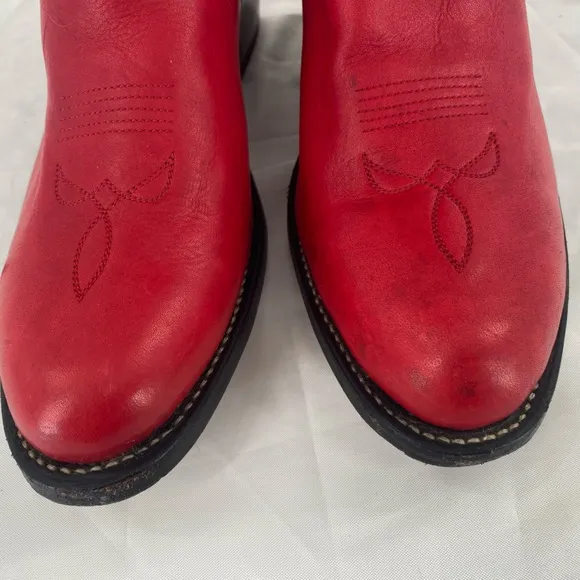 Stewart hand made leather boots, size 8B, Red 1977 vintage
