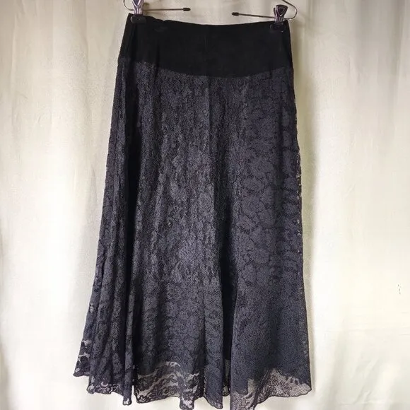 Stiletto Hi-Lo Black Lace Skirt Size 6    Vintage 90's     Made in the USA