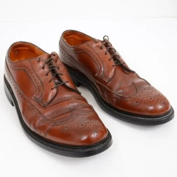 Stuart McGuire Wing-tip Brown Leather Oxford Men's Dress Derby Shoes 11D