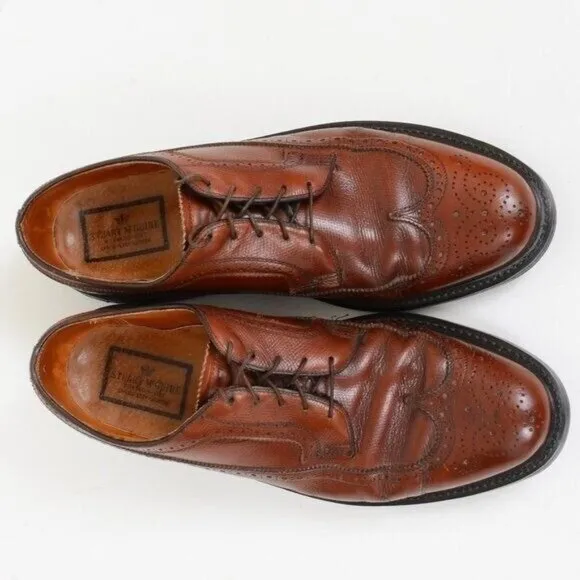 Stuart McGuire Wing-tip Brown Leather Oxford Men's Dress Derby Shoes 11D