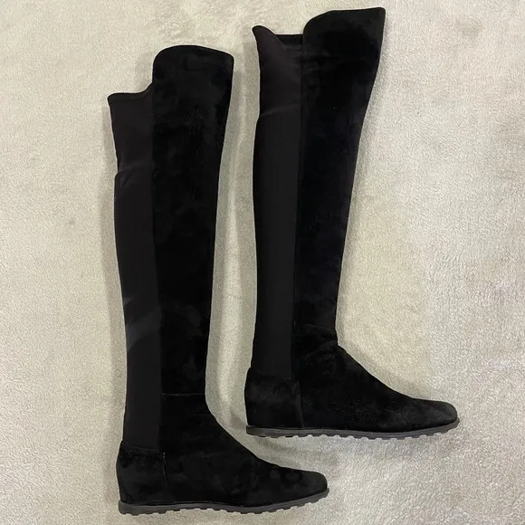 Stuart Weitzman 50/50 Black Suede Over-the-Knee Boots Size 6.5
