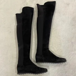 Stuart Weitzman 50/50 Black Suede Over-the-Knee Boots Size 6.5