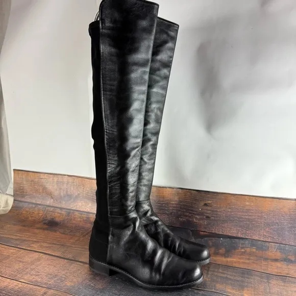 Stuart Weitzman 5050 Nappa Leather Over-the-Knee Boot in Black, Sz 8