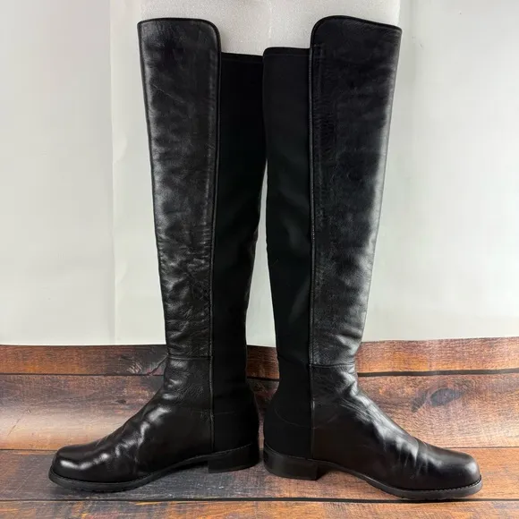 Stuart Weitzman 5050 Nappa Leather Over-the-Knee Boot in Black, Sz 8