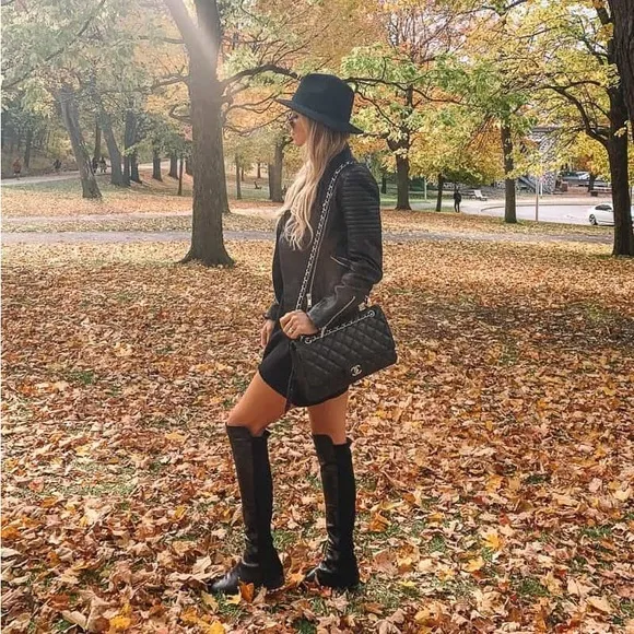 Stuart Weitzman 5050 Nappa Leather Over-the-Knee Boot in Black, Sz 8