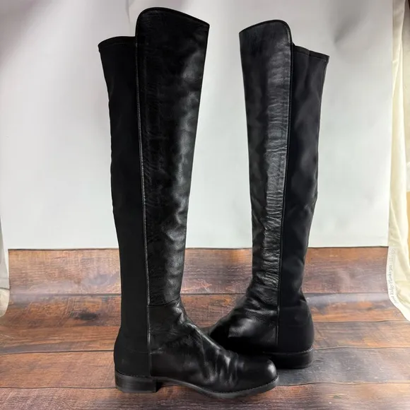 Stuart Weitzman 5050 Nappa Leather Over-the-Knee Boot in Black, Sz 8