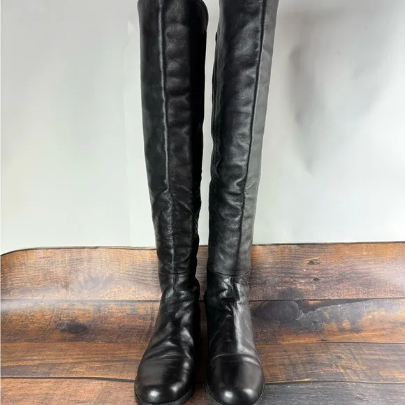 Stuart Weitzman 5050 Nappa Leather Over-the-Knee Boot in Black, Sz 8
