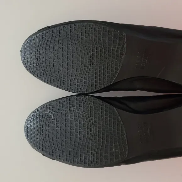 Stuart Weitzman &quot;Giveable&quot; Black Leather &amp; Elastic Ballet Flats