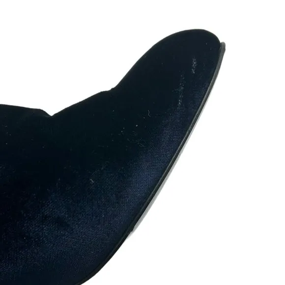 Stuart Weitzman Bacari Navy Velvet Pearl Heeled Boots