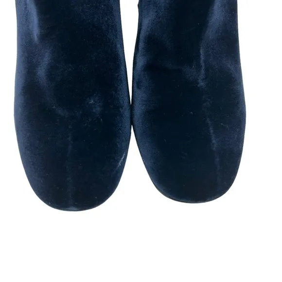 Stuart Weitzman Bacari Navy Velvet Pearl Heeled Boots