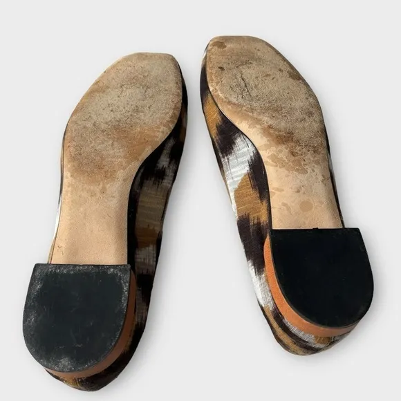 Stuart Weitzman Ballerina Flats Shoes Fabric Top Leather Liner Bow Tie Flats 7