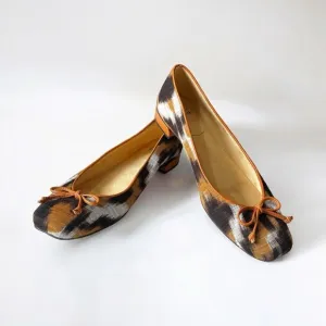 Stuart Weitzman Ballerina Flats Shoes Fabric Top Leather Liner Bow Tie Flats 7